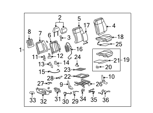 2009 Hummer H3T Heater,Driver Seat Back Diagram for 25810339