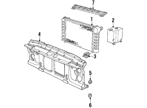 1989 Chevy R1500 Suburban Bracket, Radiator Upper Mount, Right Diagram for 14039950