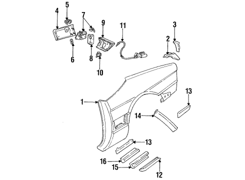 1993 Cadillac Allante Latch Assembly, Fuel Tank Filler Door Diagram for 25636110