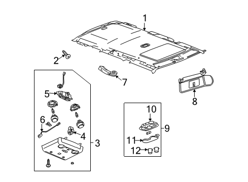 2005 Hummer H2 Interior Trim - Roof Diagram 1 - Thumbnail