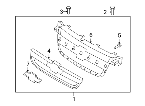 2007 Chevy Aveo Housing,Radiator Grille Diagram for 96648621