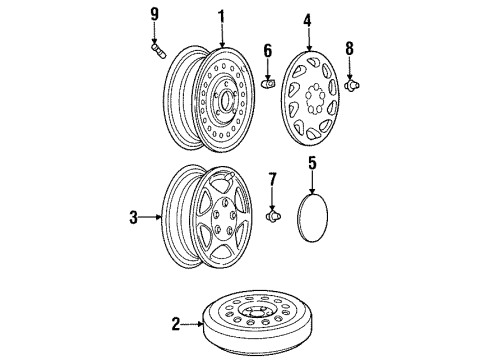 1997 Oldsmobile Cutlass Wheels, Covers & Trim Diagram