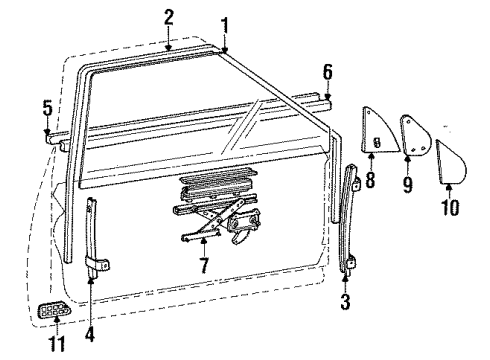 1988 Chevy Spectrum Front Side Door Window Regulator Diagram for 94106767