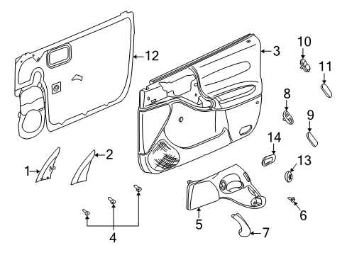 2002 Saturn LW300 Interior Trim - Front Door Diagram