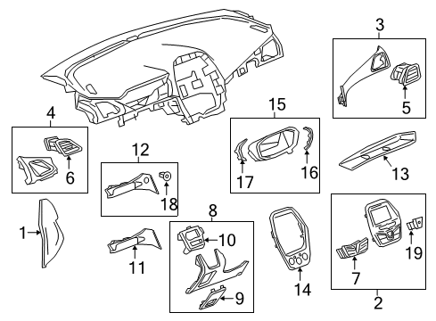 2016 Chevy Spark Plate, Instrument Panel Switch Trim *Black Diagram for 95441528