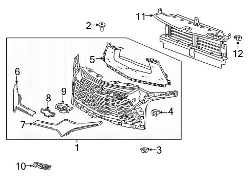 2021 Chevy Blazer Grille & Components Diagram