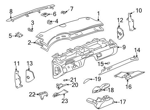 2002 Cadillac Seville Panel Assembly, Instrument Panel Side Trim *Black Diagram for 25670872