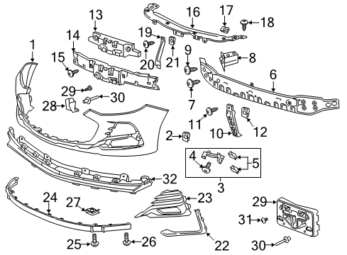 2019 Chevy Cruze Reinforcement, Front Bpr Fascia Lwr Diagram for 42574528