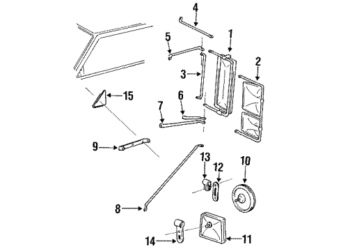 1991 Chevy K1500 Brace,Outside Rear View Mirror Arm Bracket Rear Diagram for 15634954