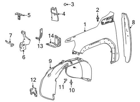 2022 GMC Sierra 2500 HD Fender Assembly, Front Diagram for 84581169