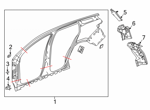 2024 GMC Terrain Gutter, Body Si Otr Rr Pnl Drn Diagram for 84444618