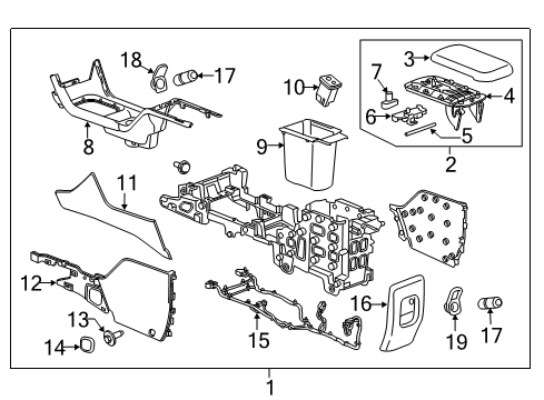 2019 Chevy Colorado Console Assembly, F/Flr *Black Diagram for 84293007