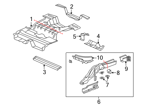 2007 Saturn Aura Rear Body - Floor & Rails Diagram 1 - Thumbnail