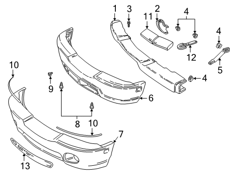 2000 GMC Sonoma Front Bumper Cover Diagram for 12377116