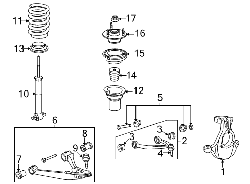 2013 Cadillac Escalade ESV Front Suspension, Control Arm Diagram 1 - Thumbnail