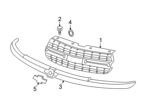 2005 Chevy Malibu Radiator Grille Emblem Assembly Diagram for 22670858