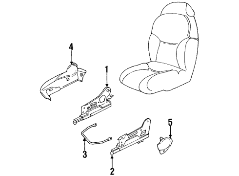 1995 Chevy Monte Carlo Panel Finish Passenger Seat Bottom Side Outer (Mnl Adjust, Reclining)*Gray Diagram for 16702634