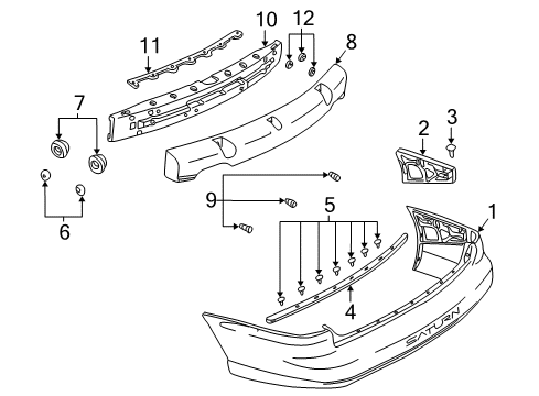 2000 Saturn LW2 Rear Bumper Diagram