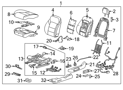 2017 Chevy Cruze Bezel, Front Seat Switch Bezel *Medium Atmosphe Diagram for 23333531