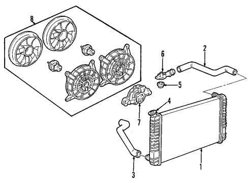 2004 Buick LeSabre Cooling System, Radiator, Water Pump, Cooling Fan Diagram 3 - Thumbnail