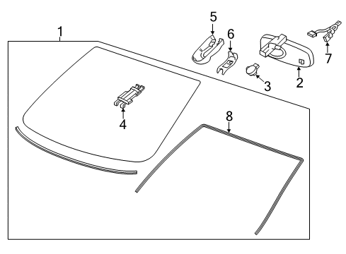 2017 Buick Envision Windshield Glass, Reveal Moldings Diagram 2 - Thumbnail