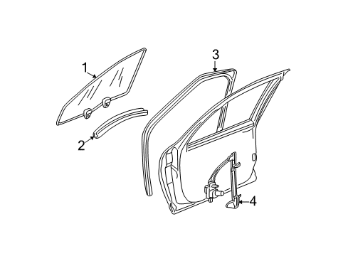 2001 Buick Century Front Door - Glass & Hardware Diagram