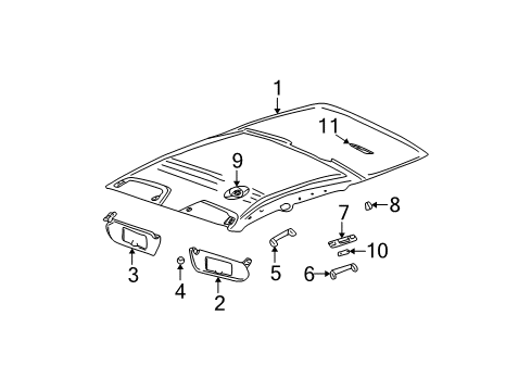 2000 Saturn LW2 Panel Asm,Headlining Trim *Light Oak Diagram for 90440471