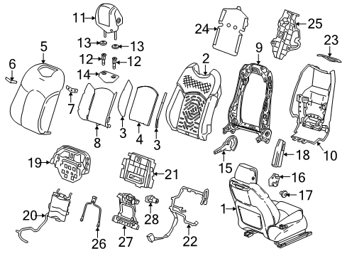 2020 Cadillac CT6 Bolt/Screw, Front Seat Back Frame Diagram for 13518993