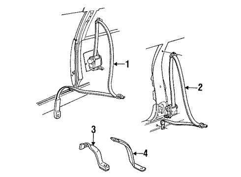 1990 Buick Century Belt Package, Pass Seat Retractor Side*Dark Maple Red *Red Diagram for 12504257