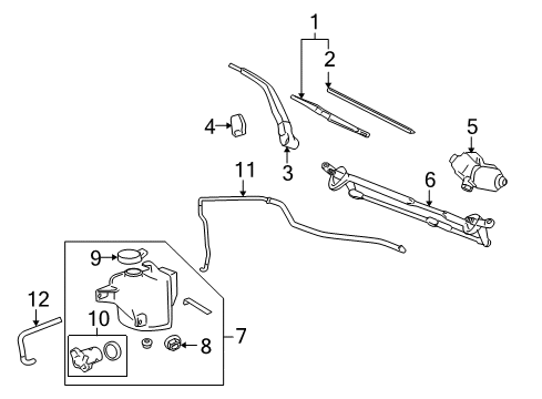 2007 Hummer H3 Windshield - Wiper & Washer Components Diagram