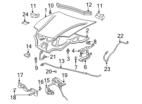 2003 Chevy Cavalier Hood & Components, Body Diagram