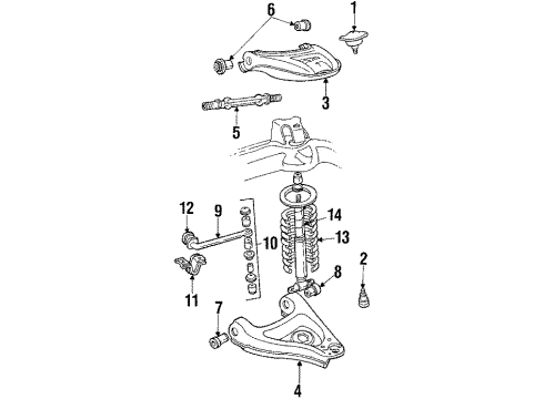 1987 Chevy El Camino Front Suspension, Control Arm Diagram 2 - Thumbnail