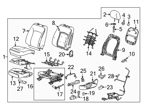 2014 Chevy Malibu Handle,Front Seat Adjuster Diagram for 22855603