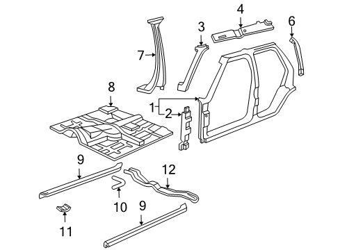 2004 Oldsmobile Bravada Uniside Diagram 1 - Thumbnail