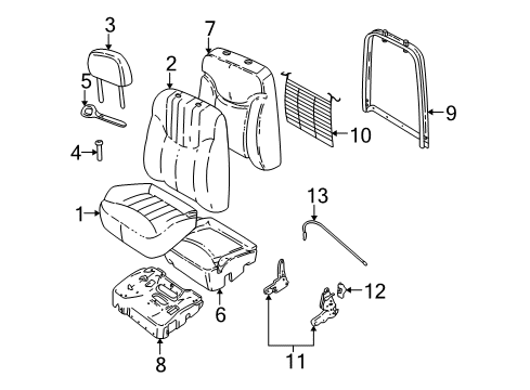 2000 Pontiac Grand Am Guide,Driver Seat Shoulder Belt Head Restraint *Gray Diagram for 22614111