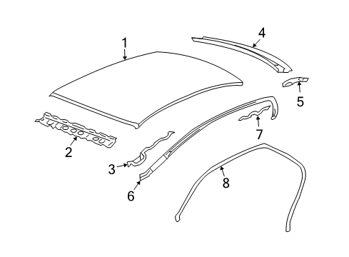 2010 Cadillac STS Reinforcement, Roof Rear Header Panel Diagram for 25718900