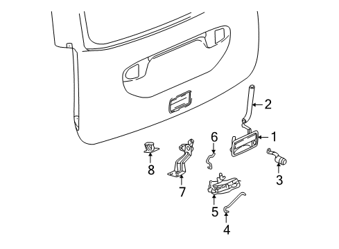 2007 Saturn Vue Bellcrank Assembly, Lift Gate Locking Rod Diagram for 25813120