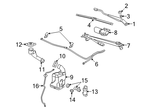 2010 Chevy Malibu Wiper & Washer Components, Body Diagram 1 - Thumbnail