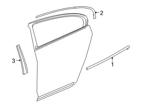 2014 Buick Regal Applique Assembly, Rear Side Door Window Frame Front *Black R Diagram for 13464466