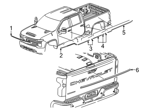 2022 Chevy Silverado 2500 HD Decal, Hood Lwr *Ship Direct Only *Yellow Diagram for 84761008