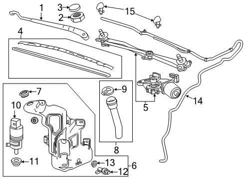 2011 Chevy Volt Blade Assembly, Windshield Wiper Diagram for 22742323