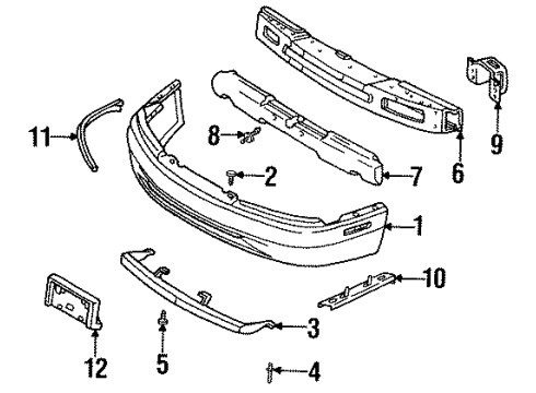 1995 Buick Regal Absorber, Front Bumper Fascia Energy Diagram for 10249522