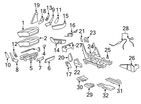 2008 Buick Enclave Panel, Rear Seat Cushion Trim *Light Ttnum Diagram for 25900180