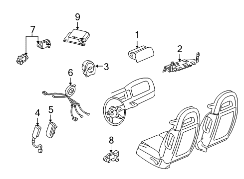 2003 Chevy SSR Sensor Assembly, Inflator Restraint Side Imp Diagram for 15796430