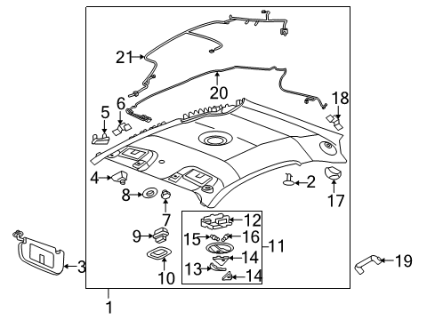 2007 Pontiac G5 Lamp Assembly, Dome *Light Opel Gray Diagram for 22736098