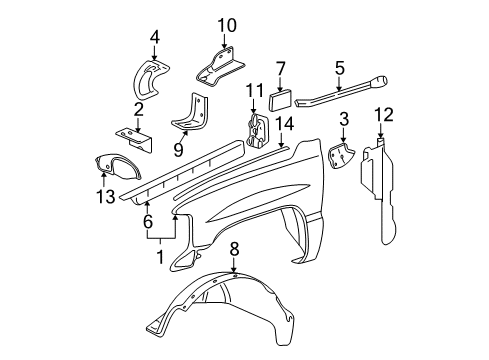 2005 GMC Sierra 1500 HD Fender & Components Diagram