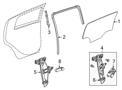 2013 Chevy Sonic Rear Door - Glass & Hardware Diagram 1 - Thumbnail