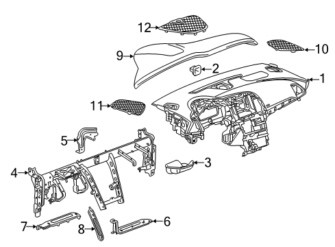 2017 Buick Cascada Bracket Assembly, Heater & A/C Evaporator & Blower Module Diagram for 13286757