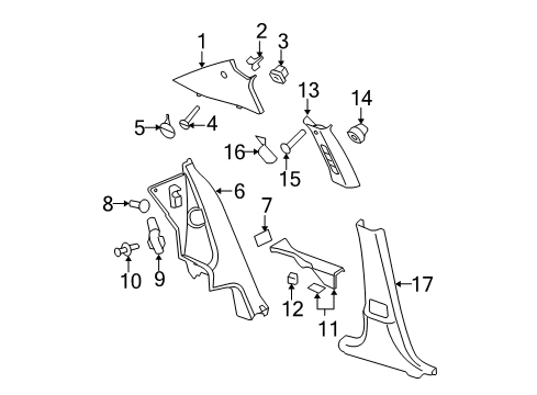 2005 Chevy Cobalt Retainer,Body Lock Pillar Lower Trim Panel (Push In) *Neutral L Diagram for 22662379