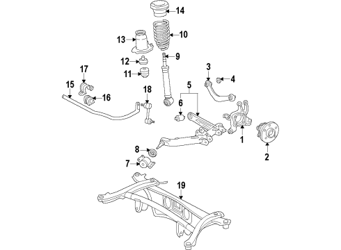 2010 Pontiac Vibe Mount,Rear Shock Absorber Upper Diagram for 19184436